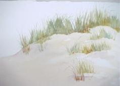 Watercolor Sand Dune with Beach Grass